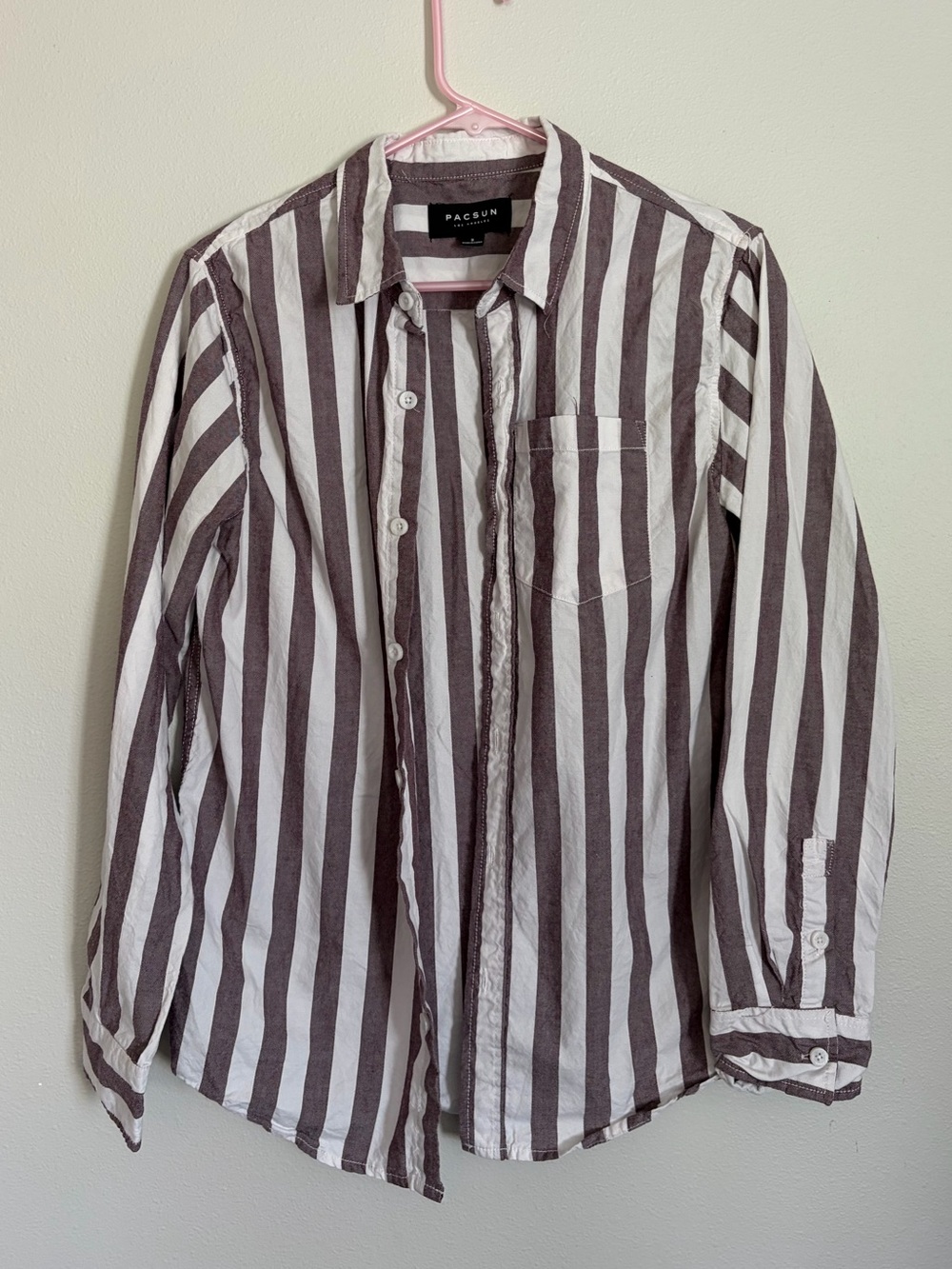 PacSun Men’s Vertical Stripe Button-Up Cotton Shirt